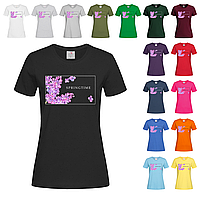 Черная женская футболка С надписью Springtime (28-8-4)