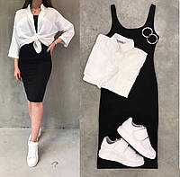 Жіночий стильний костюм-двійка сорочка + сарафан тканина: софт-коттон Мод 616