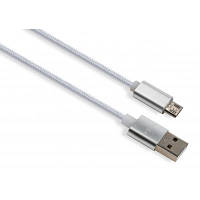 Дата кабель USB 2.0 AM to Micro 5P 1m LED silver Vinga (VCPDCMLED1S) o