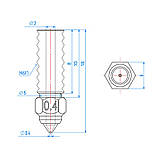 Сопло Elegoo 0.4мм для 3Д-принтера Neptune 4/4 Pro, Нержавіюча сталь, CHT Clone, M6X1 (B02365), фото 2
