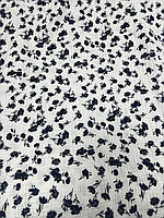 Ткань Муслин двошаровая темно-синий цветок, плотностю 130 г/м2, Китай