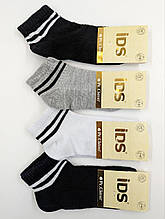 Дитячі короткі стрейчеві шкарпетки IDS смужки, бавовна сітка 12 пар/ уп мікс кольорів