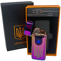 Электрическая и газовая зажигалка Украина (с USB-зарядкой) HL-431. OK-374 Цвет: хамелеон mun