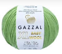 Нитки пряжа для вязания полушерсть BABY WOOL XL GAZZAL Беби вул хл Газзал №838 - зеленый