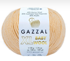 Нитки пряжа для в'язання напіввовна BABY WOOL XL GAZZAL Бебі вул хл Газзаєв №839 - персиковий