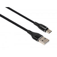 Дата кабель USB 2.0 AM to Type-C 1.0m cylindric nylon back Vinga (VCPDCTCCANB1BK) o