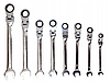Набір ріжково-накидних ключів MAR-POL 8 шт з тріскачкою на кардані, 8-19мм, Cr-V сталь, фото 3
