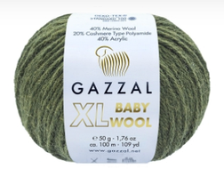 Нитки пряжа для в'язання напіввовна BABY WOOL XL GAZZAL Бебі вул хл Газзаєв №840 - темно-зелений