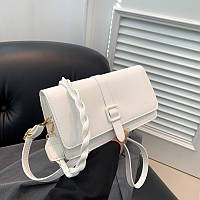 Невелика жіноча сумочка клатч, маленька сумка багет біла