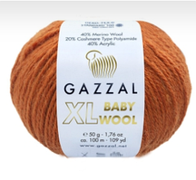 Нитки пряжа для в'язання напіввовна BABY WOOL XL GAZZAL Бебі вул хл Газзаєв №841 - помаранчевий