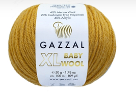 Нитки пряжа для в'язання напіввовна BABY WOOL XL GAZZAL Бебі вул хл Газзаєв №842 - гірчичний