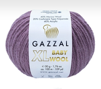 Нитки пряжа для вязания полушерсть BABY WOOL XL GAZZAL Беби вул хл Газзал №843 - фиолетовый