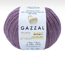 Нитки пряжа для в'язання напіввовна BABY WOOL XL GAZZAL Бебі вул хл Газзаєв №843 - фіолетовий