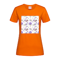 Оранжевая женская футболка С принтом лаванда (28-10-2-помаранчевий)