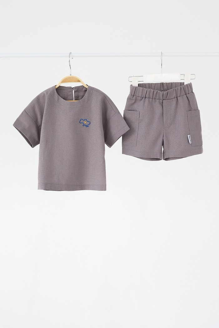 Льняний костюм "Land", сірий, фото 1