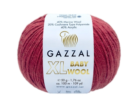 Нитки пряжа для в'язання напіввовна BABY WOOL XL GAZZAL Бебі вул хл Газзаєв №816 - троянда