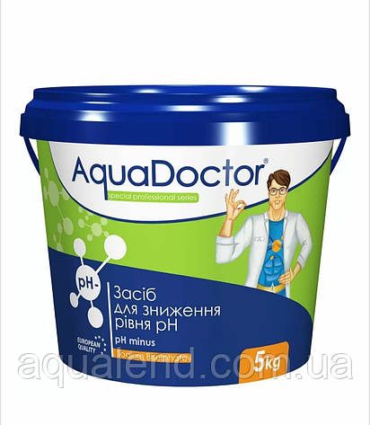 Хімія для басейну Засіб для зниження рівня pH Aquadoctor pH Minus 5 кг (гранули), Аквадоктор, фото 1