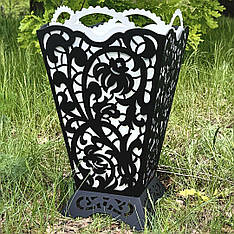 Урна садова / вазон вуличний з металу (колір чорний / коричневий)