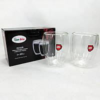 Стаканы с двойным стеклом Con Brio СВ-8335-2, 2шт, 350мл | Прозрачные чашки с двойным дном DV-921 | Двойные
