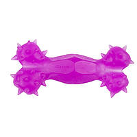 Игрушка AGILITY для собак кость каучук с шипами и отверстием, 12 см, фиолетовая PI0045