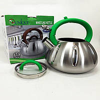 Чайник із свистком Unique UN-5303 кухонний на 3 літри. KW-512 Колір: зелений mun