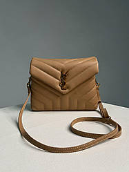 Жіноча сумка Ів Сен Лоран бежева Yves Saint Laurent Beige Toy LouLou In Quilted Leather