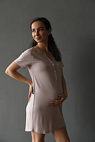 Зручна нічна сорочка для вагітних і годуючих "Lazy" розмір L (48) Мамин Дім Бежевий