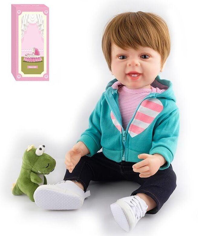 Лялька іграшка дитяча реалістична AD 2801-22, гумова, 57см, знімний одяг, памперс, пляшечка, пустушка, в коробці