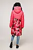 Зимова жіноча рожева куртка рожева з принтом, фото 2