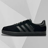 Мужские кроссовки Adidas Gazelle кожаные черные весенние/осенние