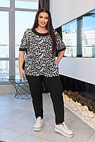 Костюм жіночий брючний із софту блуза і брюки (Батал), фото 2