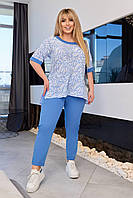 Костюм жіночий брючний із софту блуза і брюки (Батал), фото 4