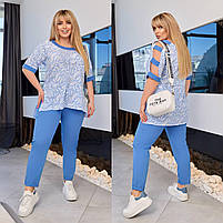 Костюм жіночий брючний із софту блуза і брюки (Батал), фото 6