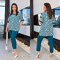 Костюм жіночий брючний із софту блуза і брюки (Батал), фото 7