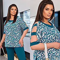 Костюм жіночий брючний із софту блуза і брюки (Батал), фото 10