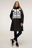 Зимняя женская фирменная черная куртка с принтом