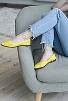Балетки желтые летние кожа натуральная с перфорацией размер 33-42 , обувь женская летняя 42 размера