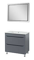 Комплект мебели для ванной комнаты Пектораль 80 серый матовый с умывальником 9080 и зеркало Пандора 80 LED
