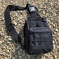 Черная сумка тактическая нагрудная | Рюкзак мужской военный тактический | Сумка RO-733 тактическая наплечная