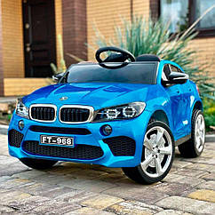 Дитячий електромобіль Машина M 4299EBLRS-4 BMW чотири мотори, шкіряне сидіння, MP3, USB, світло, синій фарбований