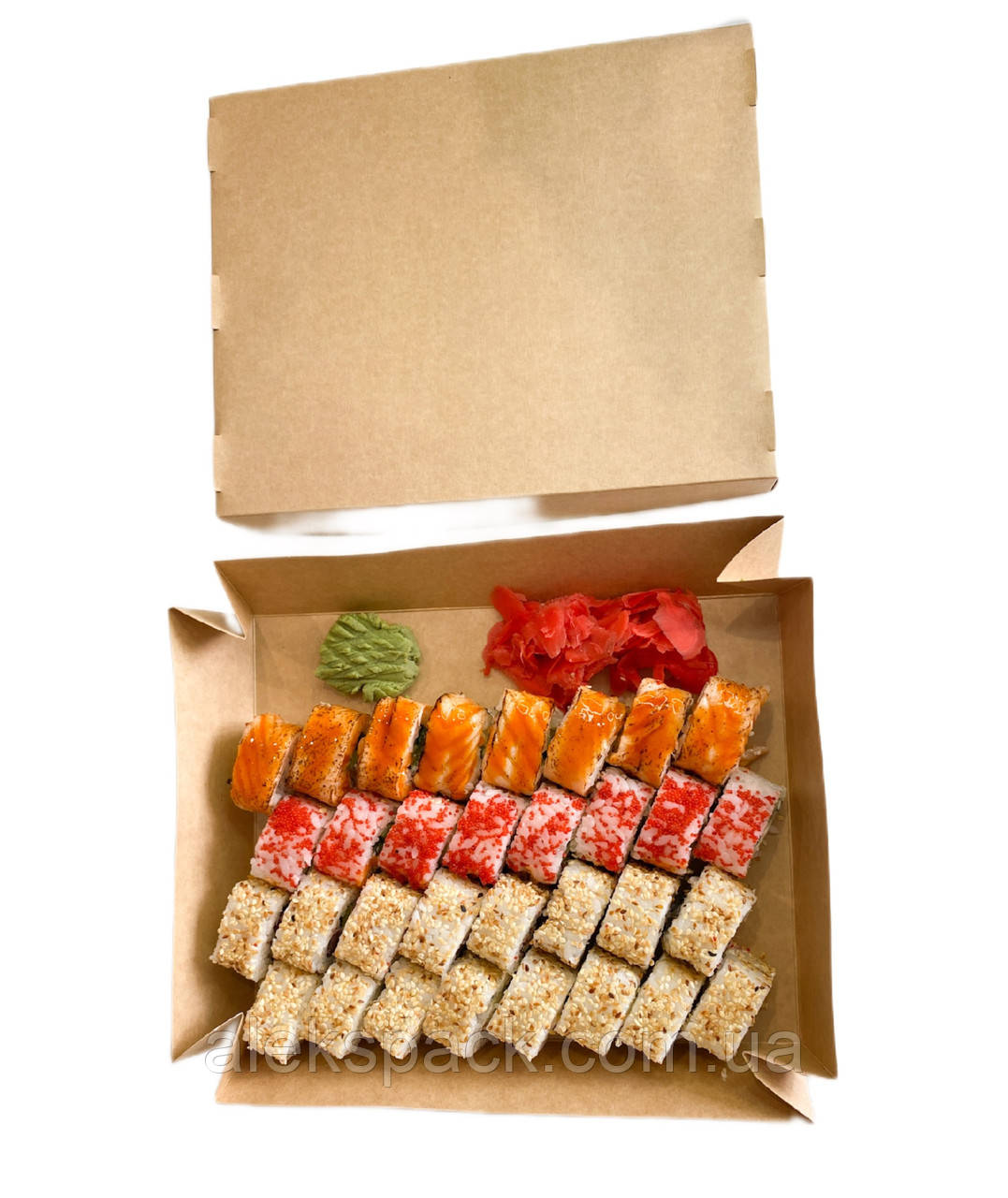 Коробка для суші 250*250*50мм крафт (100 шт в упак), фото 1