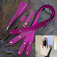Набор кожаной фурнитуры фул для сумки шоппер в цвете малина сафьяно