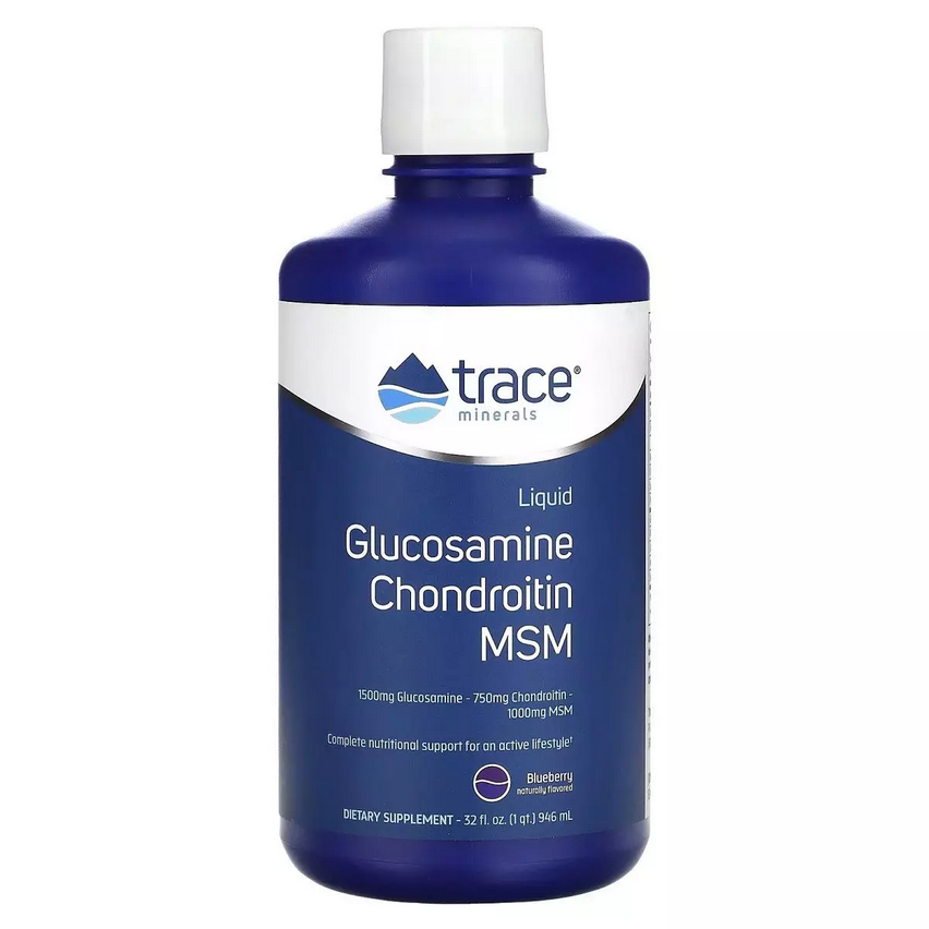 Рідкий глюкозамін, хондроїтин і МСМ, смак лохини, Liquid Glucosamine Chondroitin MSM, Trace Minerals, 946 мл