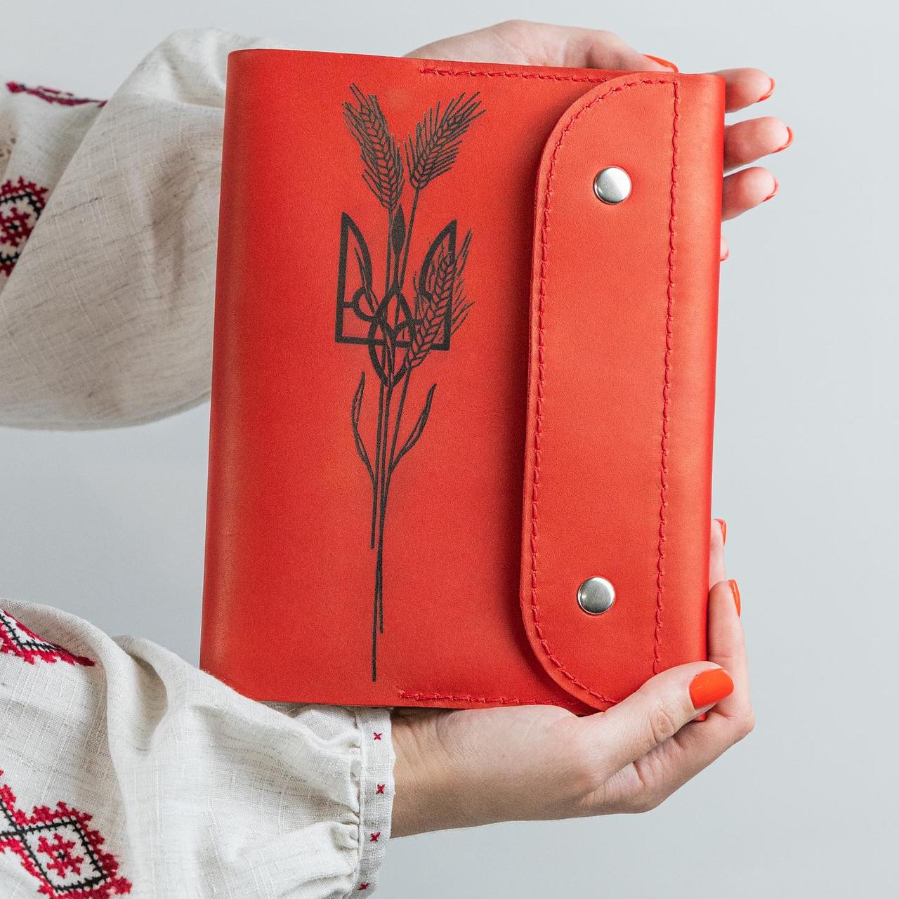 Блокнот у шкіряній обкладинці s.a.f._handmade можливе ваше гравіювання на 2 застібки, фото 1