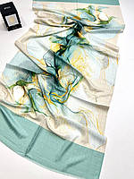 Классический женский палантин шарф с нейтральным абстрактным рисунком. Турецкий весенний натуральный палантин