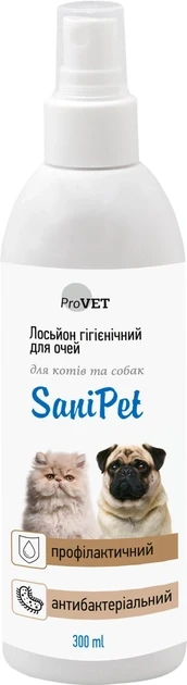 Лосьйон для догляду за очима ProVET SaniPet для котів та собак, спрей, 300 мл(4823082429103)