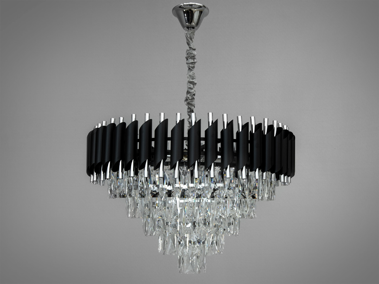 Сучасна кришталева люстра 9001-600BK+CH, фото 1