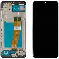 Дисплей (екран) Samsung Galaxy A03s A037F 160 x 72 мм + тачскрін з рамкою (жовтий шлейф)