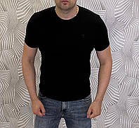 Футболка мужская Trussardi черная однотонная брендовая мужская футболка без надписей