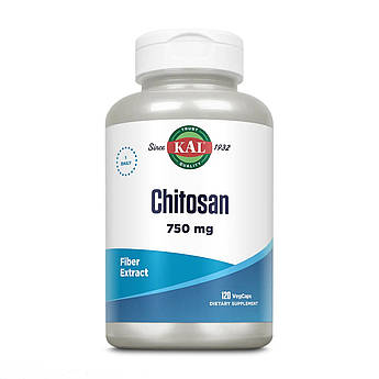 Хітозан 750 мг KAL Chitosan клітковина для схуднення 120 вегетаріанських капсул